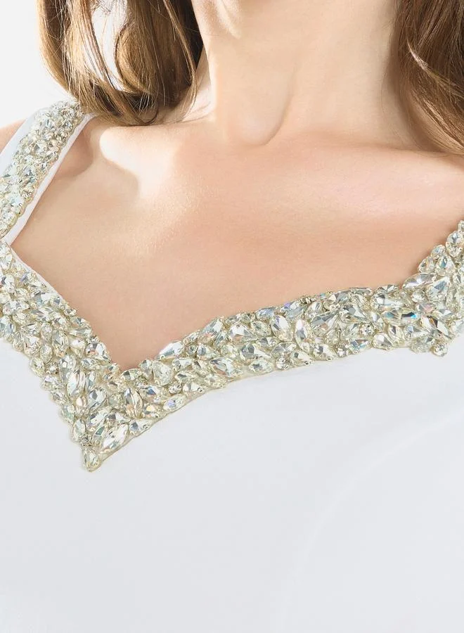 هاوس اوف مودا فستان سهرة طويل بزمزمات ومزين